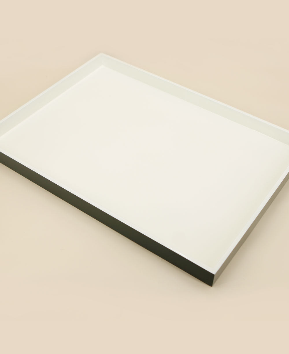 Contemporary White And Grey Minimalist Lacquer Tray, Vietnam – Cultural ...